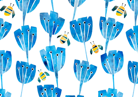 Tulipas Abstratas | Indigo | Aquarela
