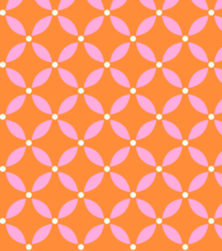 Ladrilho Floral Geométrico | Pink e Laranja