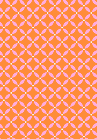 Ladrilho Floral Geométrico | Pink e Laranja
