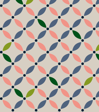 Ladrilho Floral Geométrico | Salmão Marinho Verde