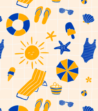 Na praia | Azul e amarelo