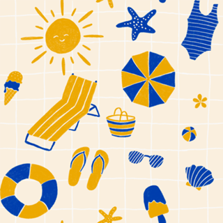Na praia | Azul e amarelo