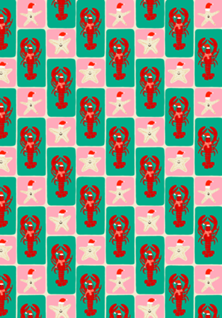 Natal Costeiro - Lagostas Noel - Verde e Rosa