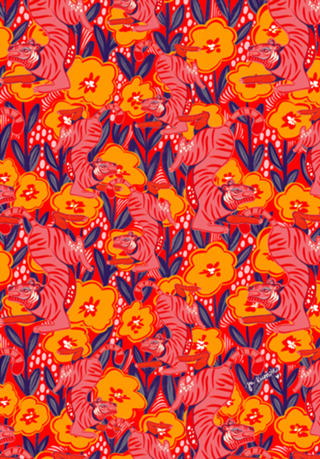 Tigre Rosa e papoulas