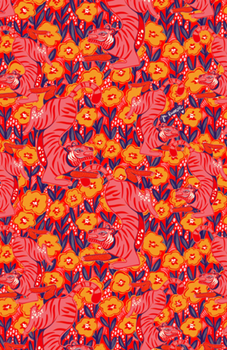 Tigre Rosa e papoulas