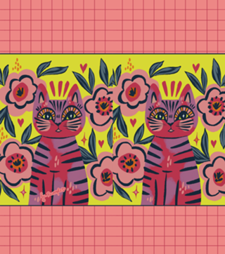 Cool cat com Flores Rosas