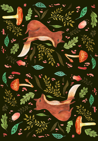 Raposa na floresta - fundo escuro