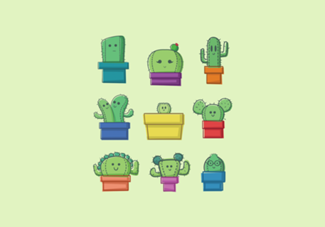 Cute Cactus Family