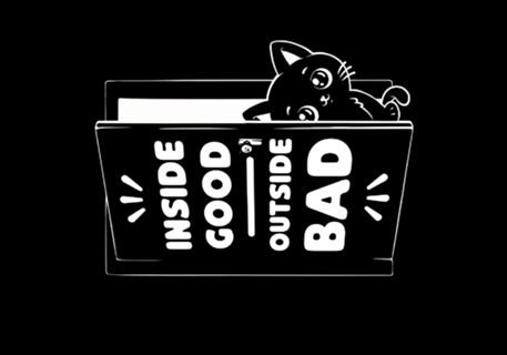 Outside is Bad - Cute Black Cat Irony