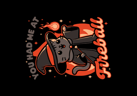 Magical Fireball Cat - RPG Wizard Gift