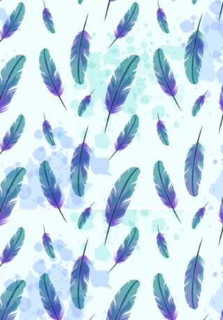 Watercolor Blue Feathers