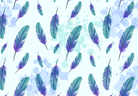 Watercolor Blue Feathers