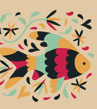 Koi Fish and flowers