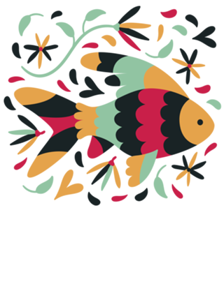Koi Fish and flowers