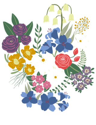 Flores do Campo em Azul Marinho