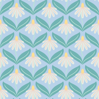 Florzinhas Geométricas com fundo azul