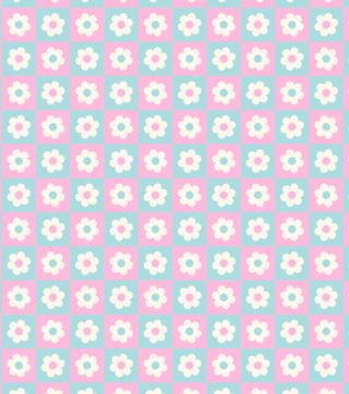 Flor Xadrez em Rosa e Azul