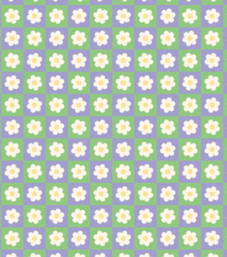 Margarida Quadriculada em Roxo e Verde