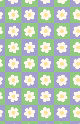 Margarida Quadriculada em Roxo e Verde