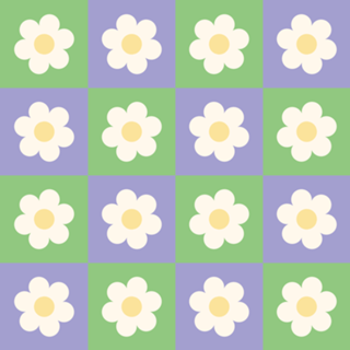 Margarida Quadriculada em Roxo e Verde