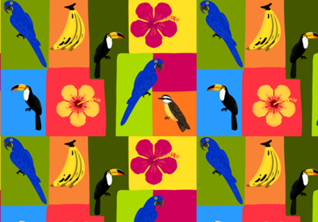 Pattern Tropical colorido Pássaros