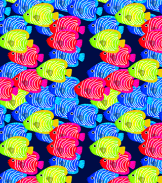 Abstrato Peixes Coloridos - fundo azul