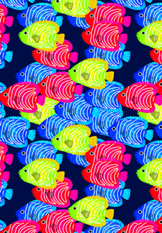 Abstrato Peixes Coloridos - fundo azul