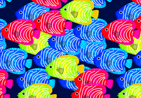 Abstrato Peixes Coloridos - fundo azul