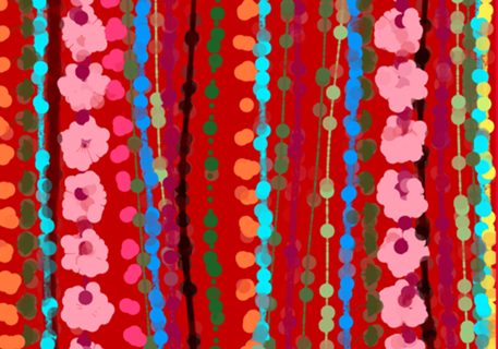 Abstrato Respingos coloridos fundo vermelho