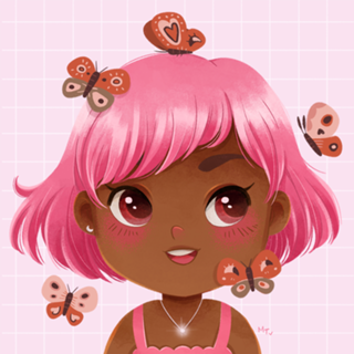 Cabelo rosa com borboletas