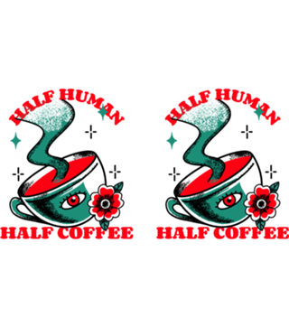 Half Human Half Coffee Cup Of Coffee
