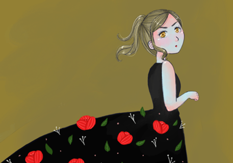 Vestido preto florido