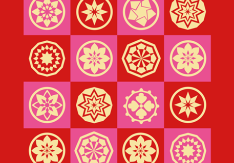 Patchwork Oriental Kamon Vermelho