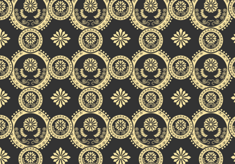Estampa Geometrico Floral Preto e Dourado