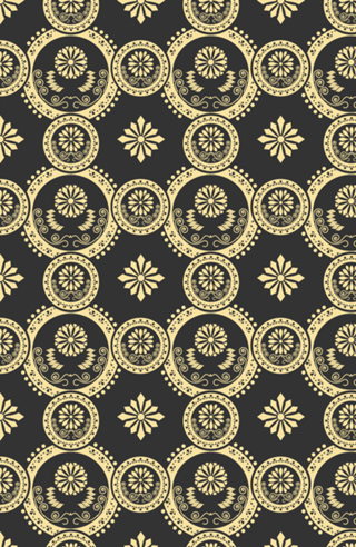 Estampa Geometrico Floral Preto e Dourado