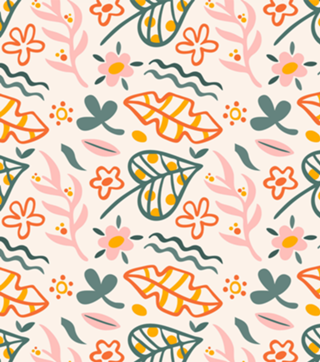 Orange and Green Leaves Pattern