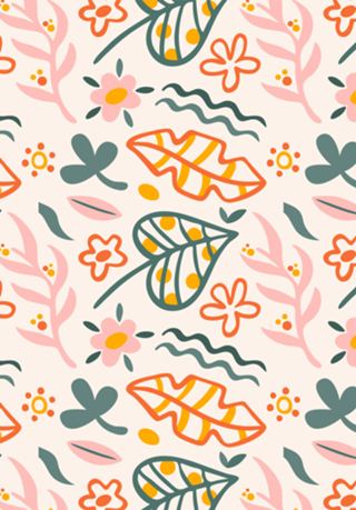 Orange and Green Leaves Pattern