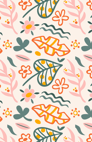 Orange and Green Leaves Pattern
