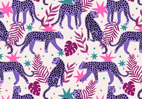 Onça na selva - pink e roxo