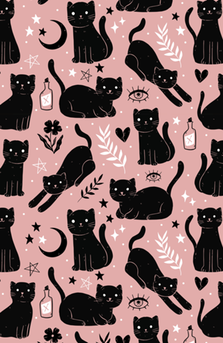 Gato preto e rosa