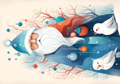 Papai Noel Azul e Vermelho