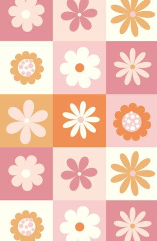 Margaridas e outras flores // rosa e laranja