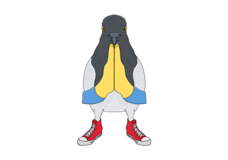 Pombo Agradecendo e Usando Tenis