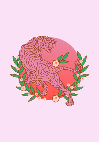 Tiger with flower
