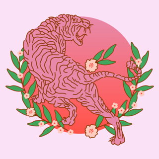 Tiger with flower