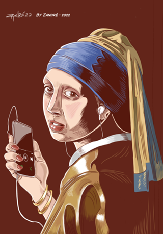 Moça com fones de ouvido by Zandré