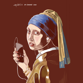 Moça com fones de ouvido by Zandré
