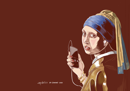 Moça com fones de ouvido by Zandré