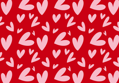 Pink Hearts in Red
