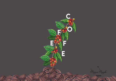 CAFÉ arte desenhada a mão com lápis de cor